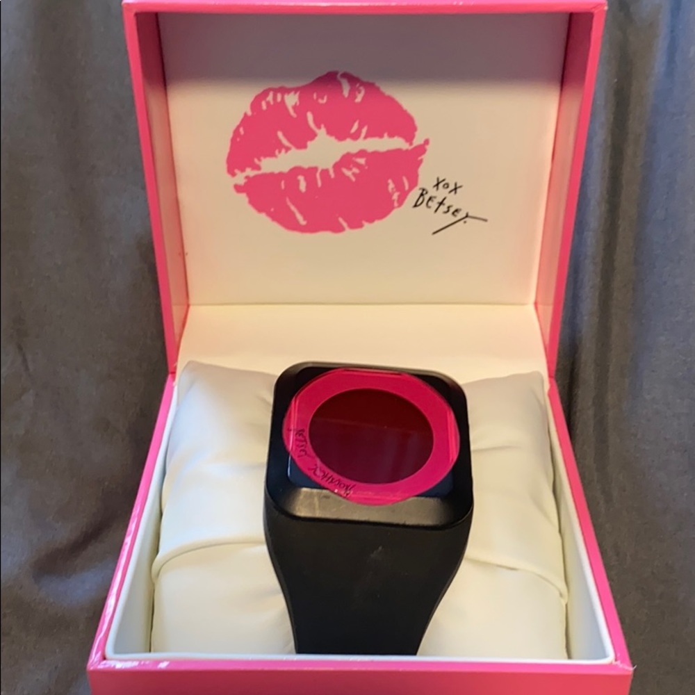 Betsy Johnson Digital Watch—Pink & Black